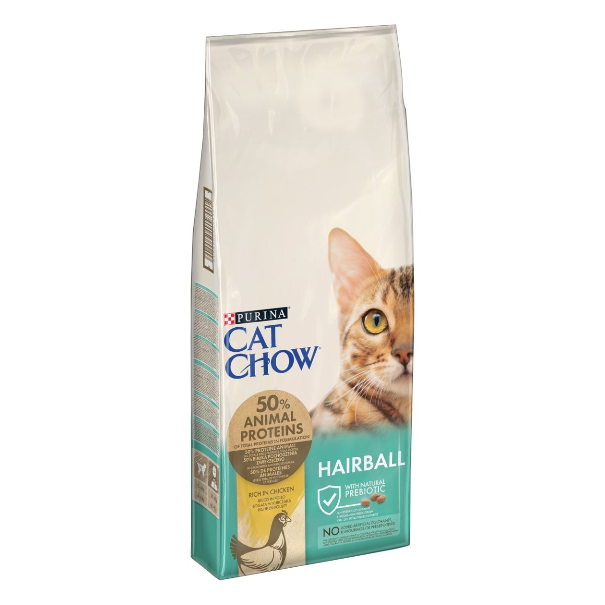 PURINA Cat Chow Hairball Control, Pui, hrană uscată pentru pisici, limitarea ghemurilor de blană, 15kg - 1 | YEO