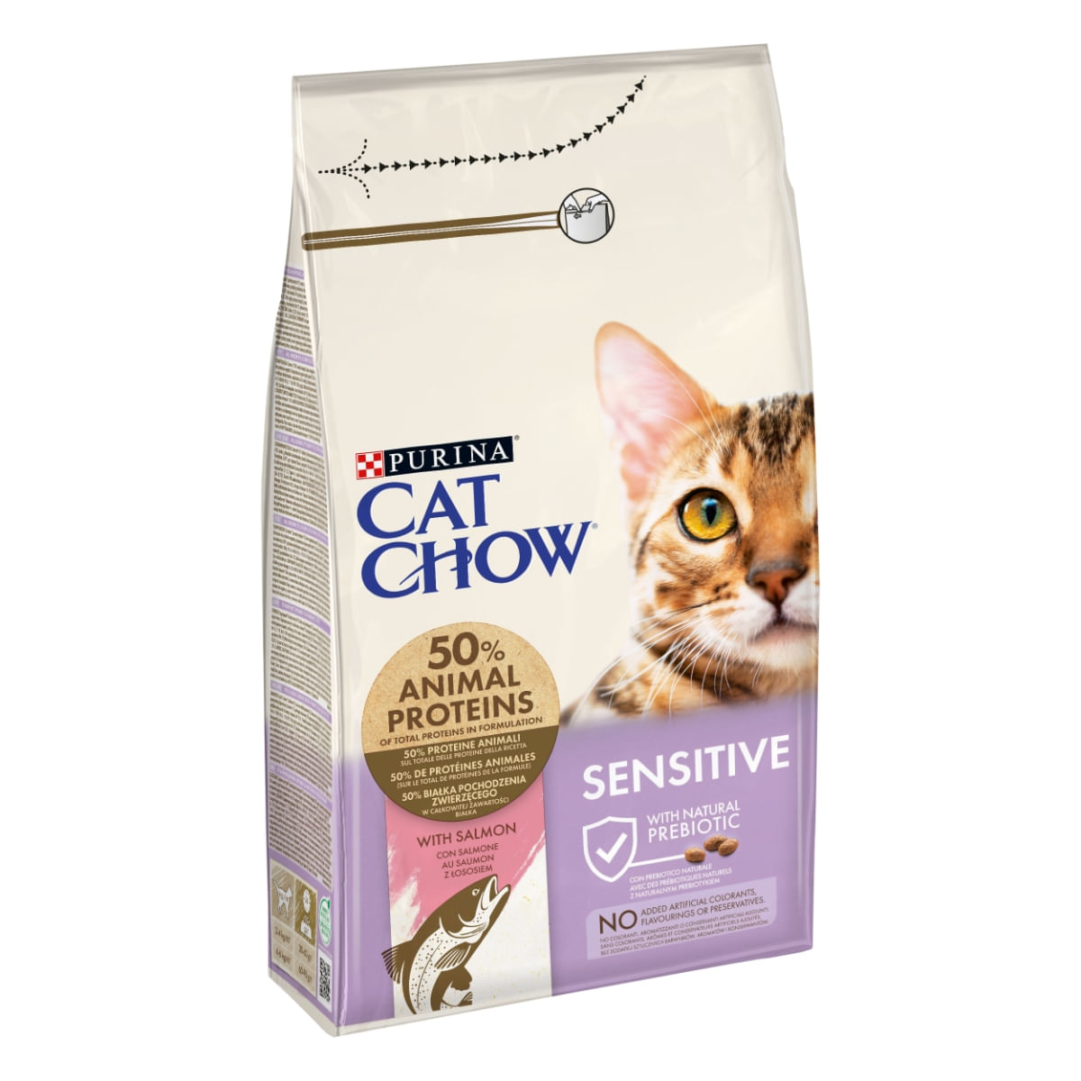 PURINA Cat Chow Sensitive, Somon, hrană uscată pentru pisici, sensibilități digestive, 1.5kg - 1 | YEO