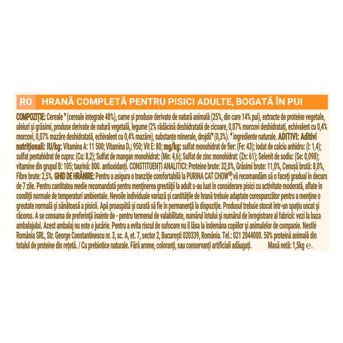 PURINA Cat Chow Adult, Pui, hrană uscată pentru pisici, 1.5kg