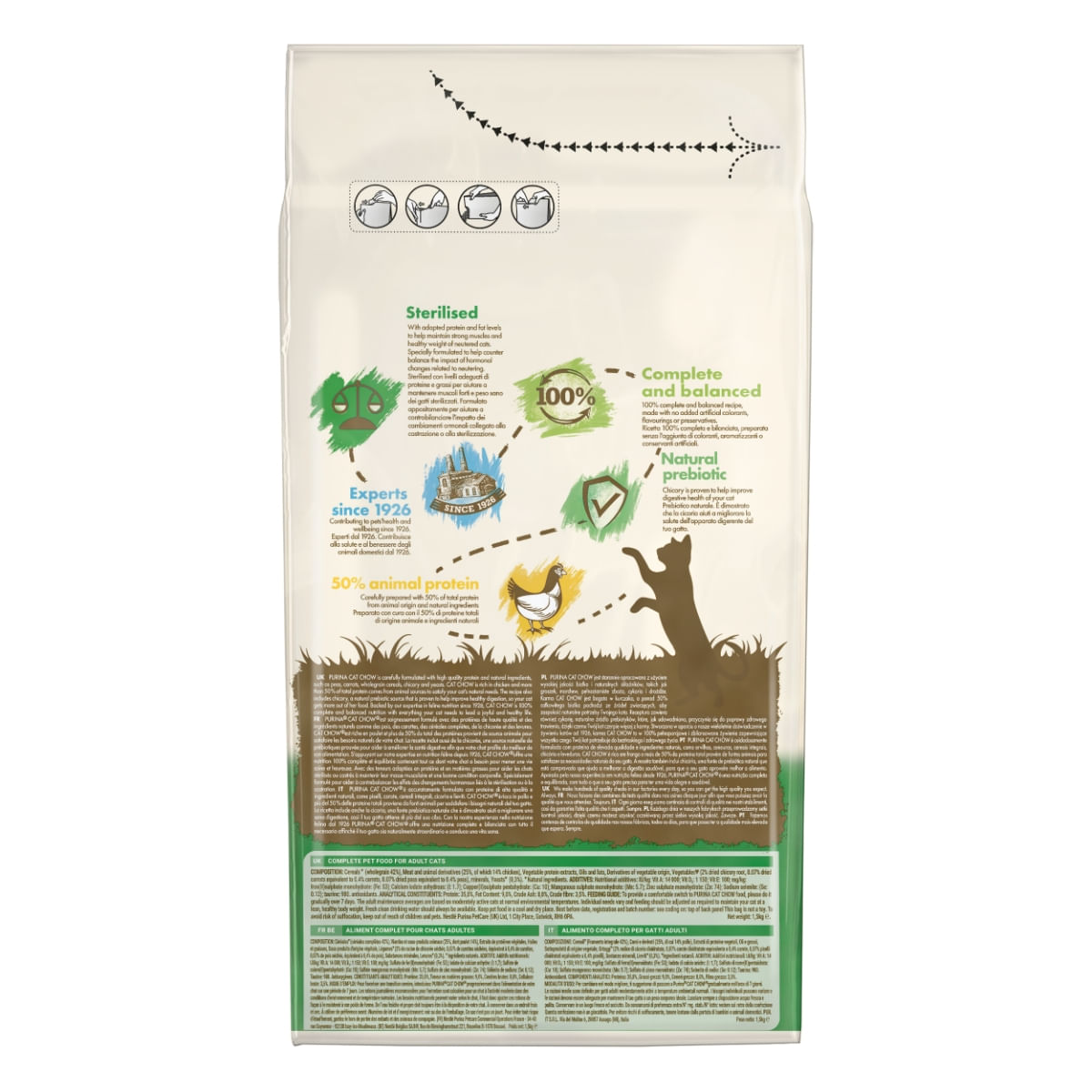 PURINA Cat Chow Sterilised, Pui, hrană uscată pentru pisici sterilizate, 1.5kg