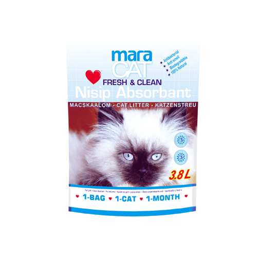 MARACAT, Fresh, așternut igienic pisici, granule, silicat, neaglomerant, neutralizare mirosuri, 3.8l