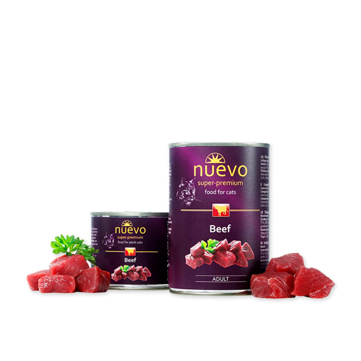 NUEVO, Vită, conservă hrană umedă fără cereale pisici, (pate), 400g