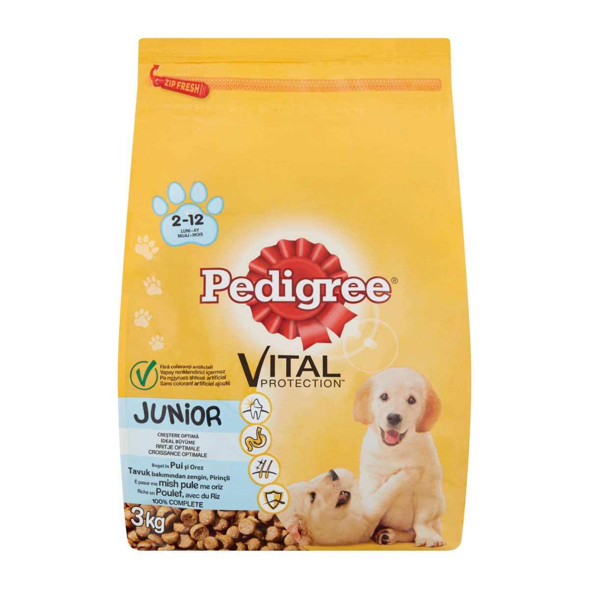 Pedigree Junior Talie Medie cu Pui si Orez, 3 kg