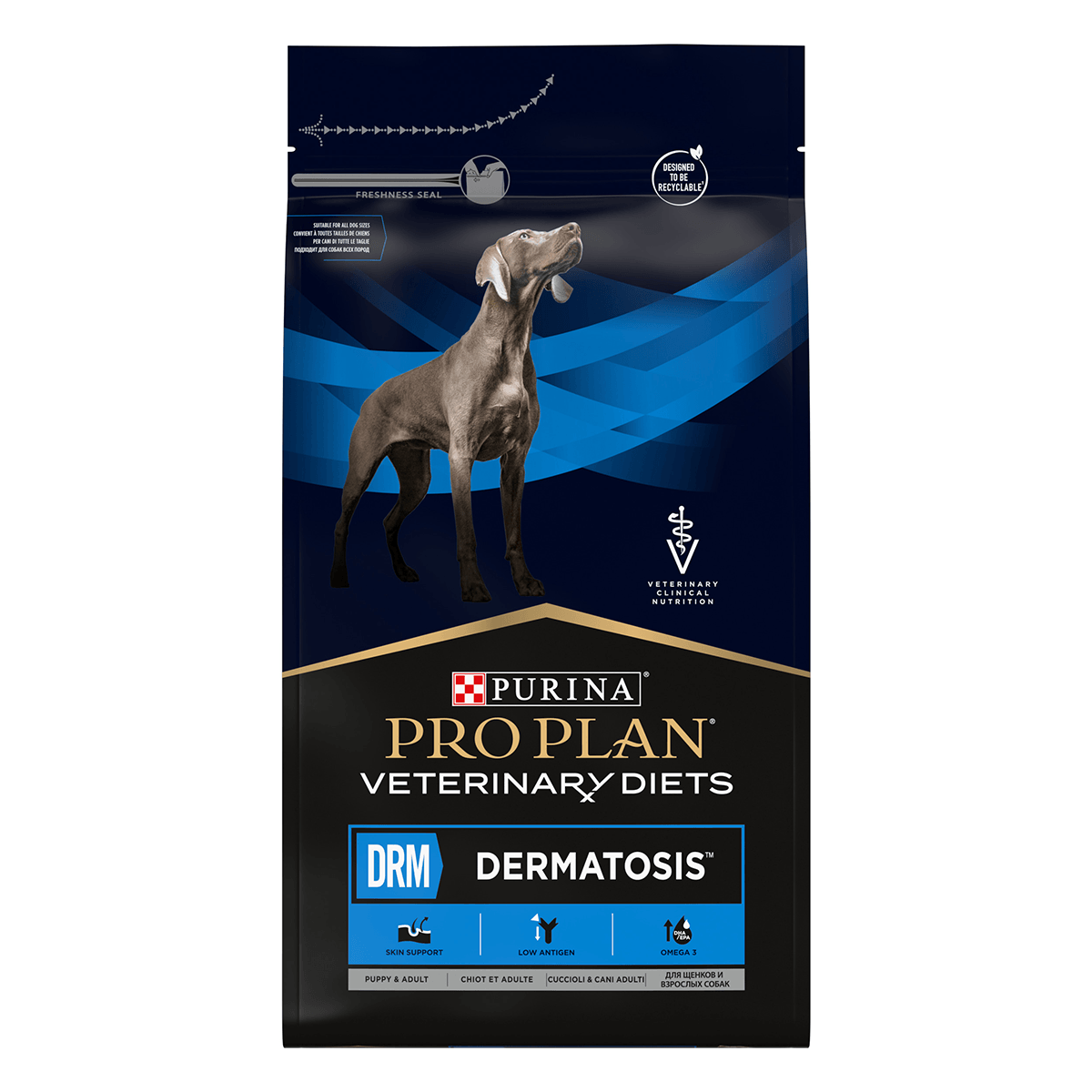 PURINA Pro Plan Veterinary Diets Dermatosis, dietă veterinară câini, hrană uscată, afecțiuni dermatologice, 12kg