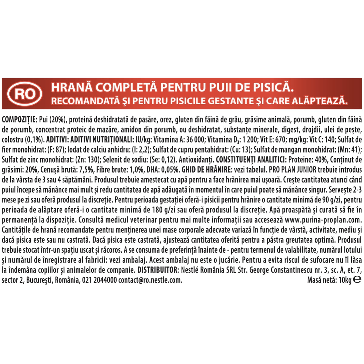 PURINA Pro Plan Original Kitten, Pui, hrană uscată pisici junior, 10kg
