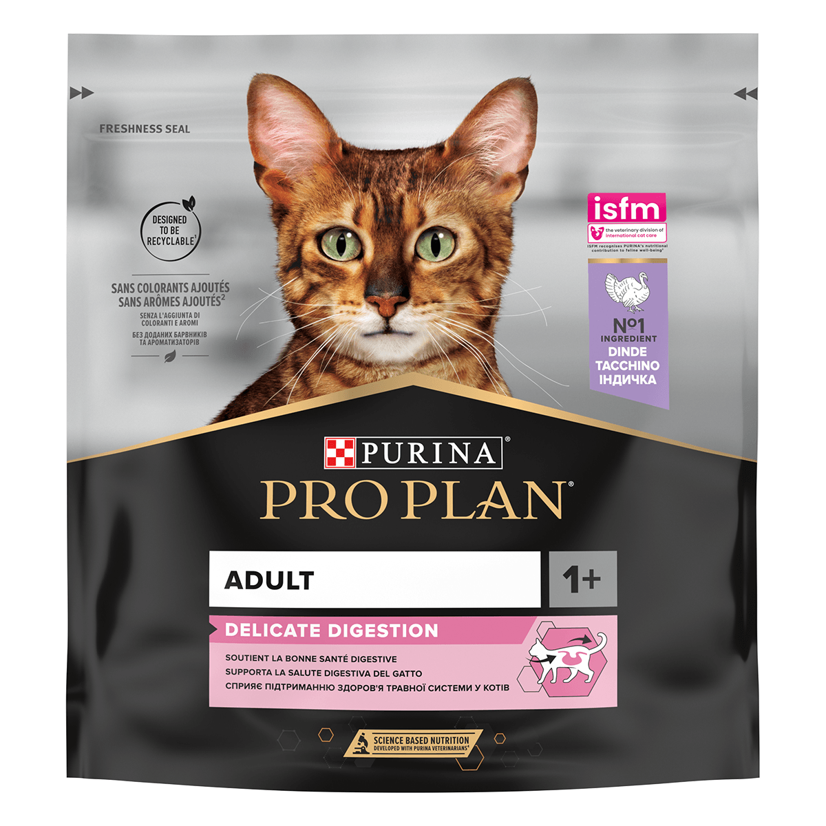 PURINA Pro Plan Delicate OptiDigest Adult, Curcan, hrană uscată pisici, sensibiltăți digestive, 400g