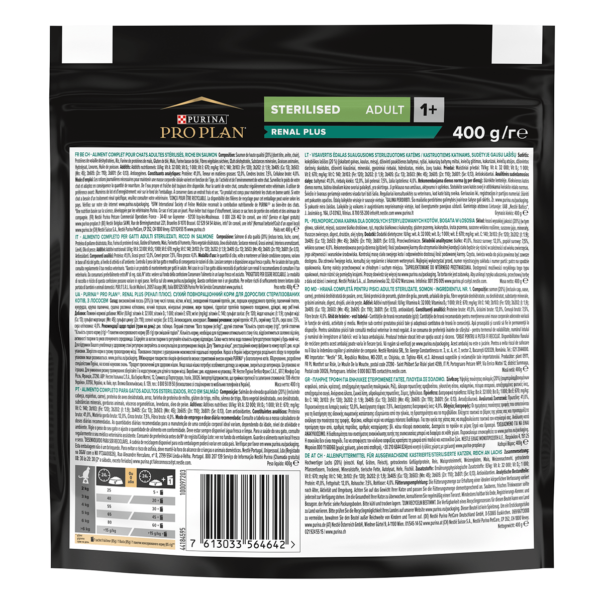 PURINA Pro Plan Sterilised OptiRenal, Somon, hrană uscată pisici sterilizate, 400g - 4 | YEO