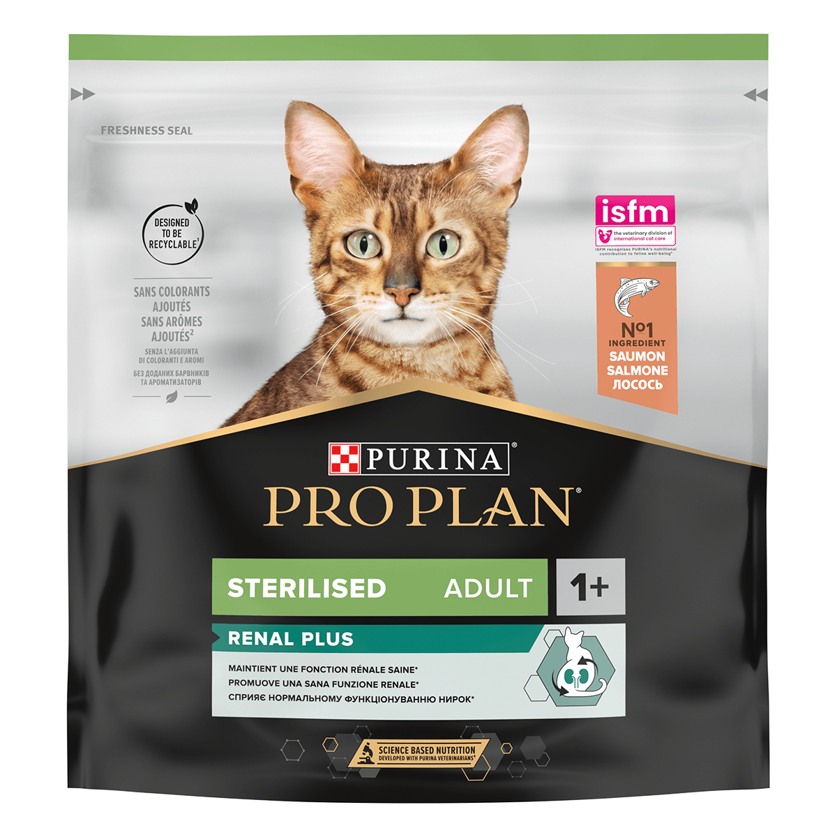 PURINA Pro Plan Sterilised OptiRenal, Somon, hrană uscată pisici sterilizate, bax, 400g x 6buc