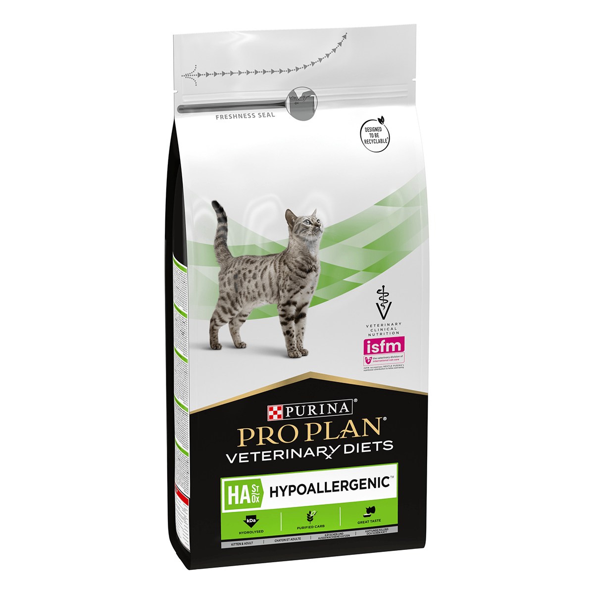 PURINA Pro Plan Veterinary Diets Hypoallergenic, dietă veterinară pisici, hrană uscată, afecțiuni digestive și dermatologice, 1.3kg - 1 | YEO