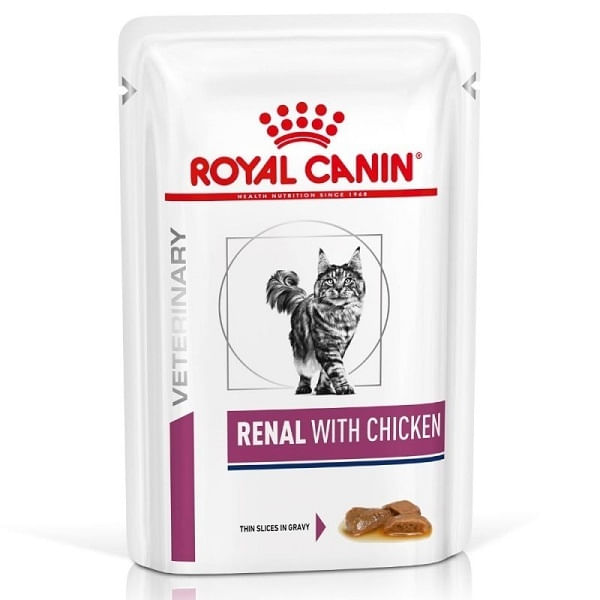 ROYAL CANIN VETERINARY DIET Renal, Pui, dietă veterinară, plic hrană umedă pisici, sistem renal, (în sos), bax, 85g x 12buc - 2 | YEO