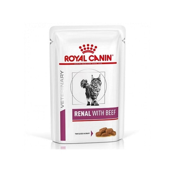 ROYAL CANIN VETERINARY DIET Renal, Vită, dietă veterinară, plic hrană umedă pisici, sistem renal, (în sos), bax, 85g x 12buc - 1 | YEO