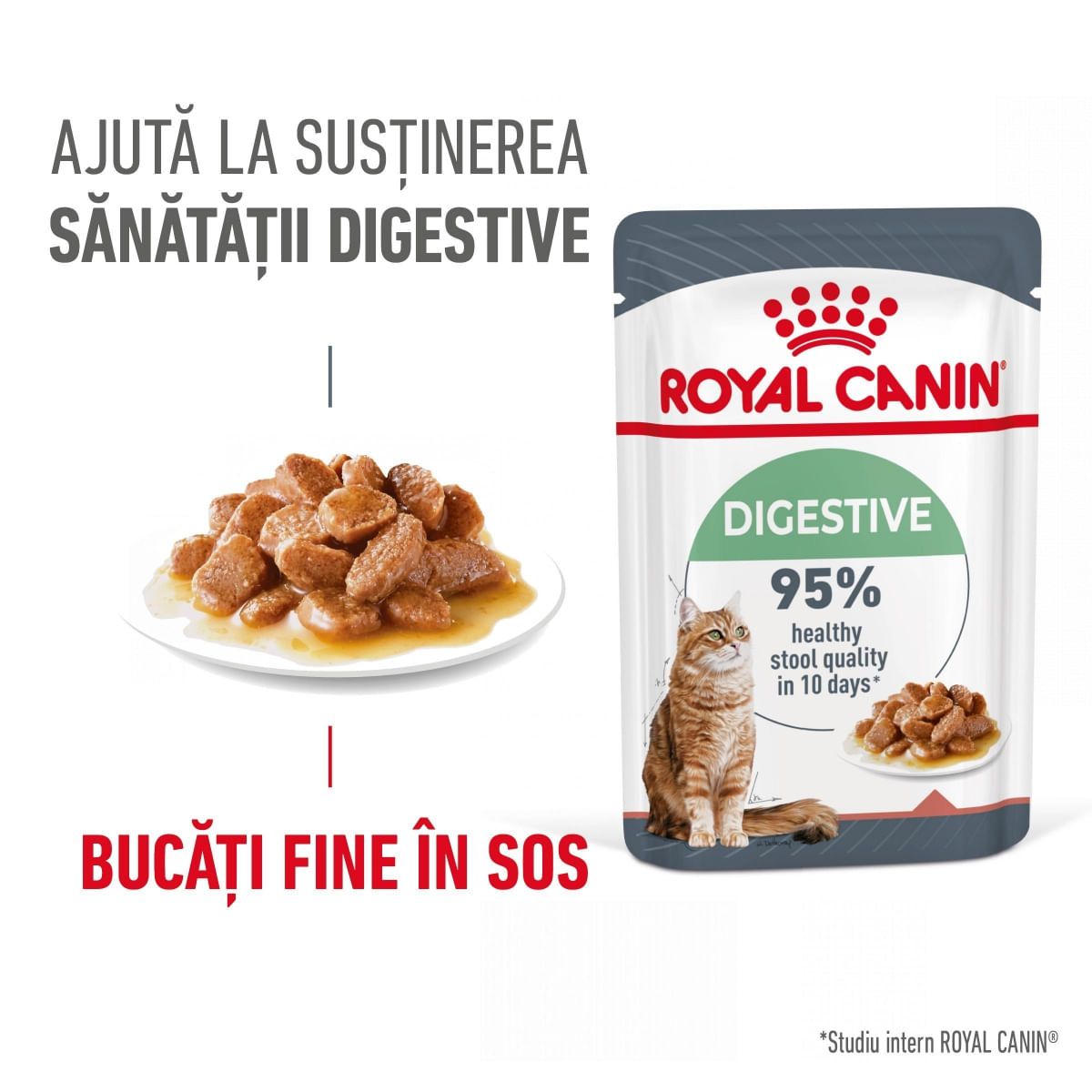 Royal Canin Digest Sensitive Care Adult, hrană umedă pisici, confort digestiv, (în sos) ROYAL CANIN Feline Care Nutrition Digestive Care, plic hrană umedă pisici, confort digestiv, (în sos), 85g