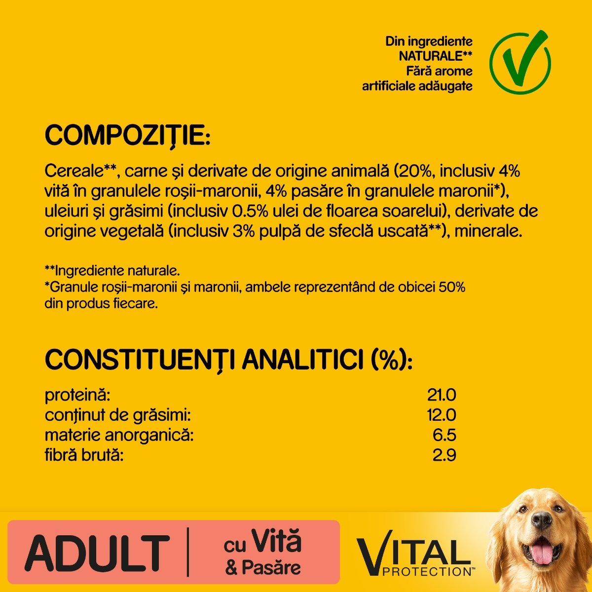 PEDIGREE Vital Protection Adult, Vită și Pasăre, hrană uscată câini, 15kg - 1 | YEO