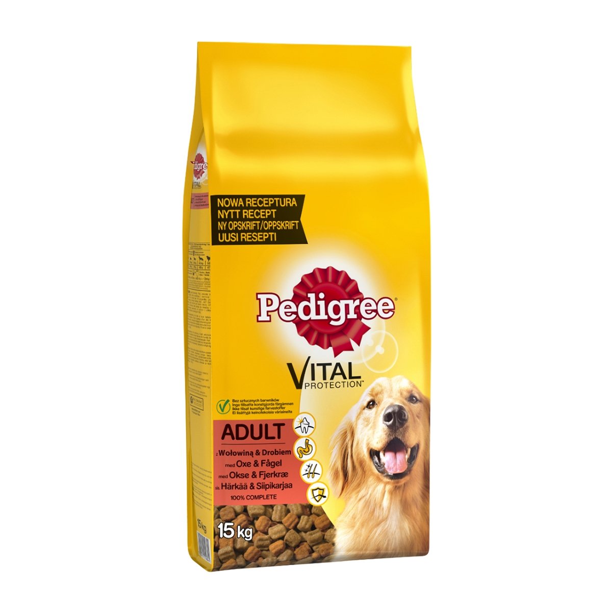 PEDIGREE Vital Protection Adult, Vită și Pasăre, hrană uscată câini, 15kg - 2 | YEO