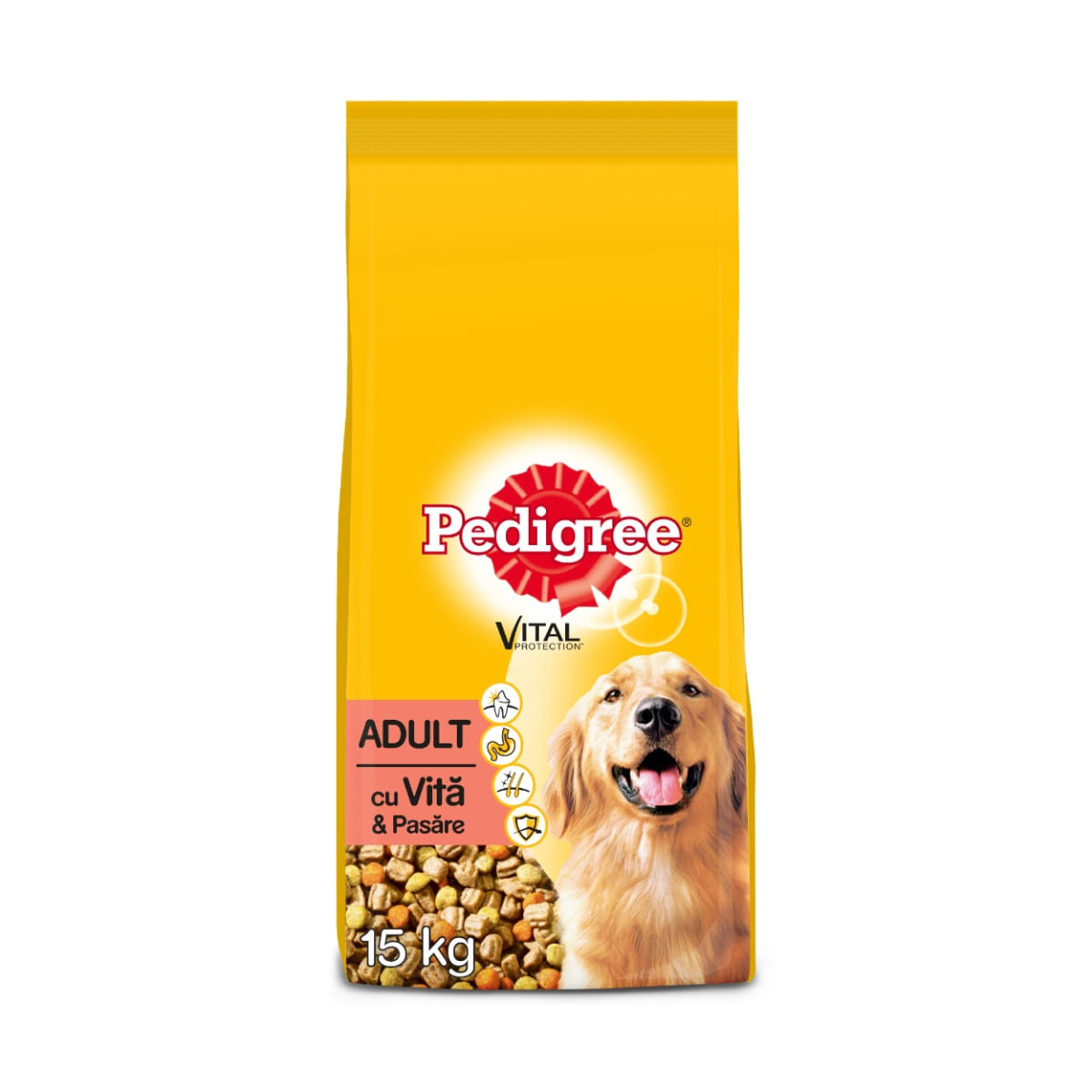 PEDIGREE Vital Protection Adult, Vită și Pasăre, hrană uscată câini, 15kg