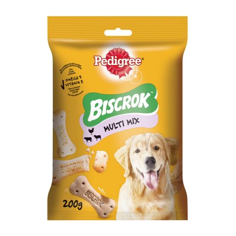 PEDIGREE Biscrok Multi Mix, recompense câini, biscuiți, Pui, Vită și Miel, 200g