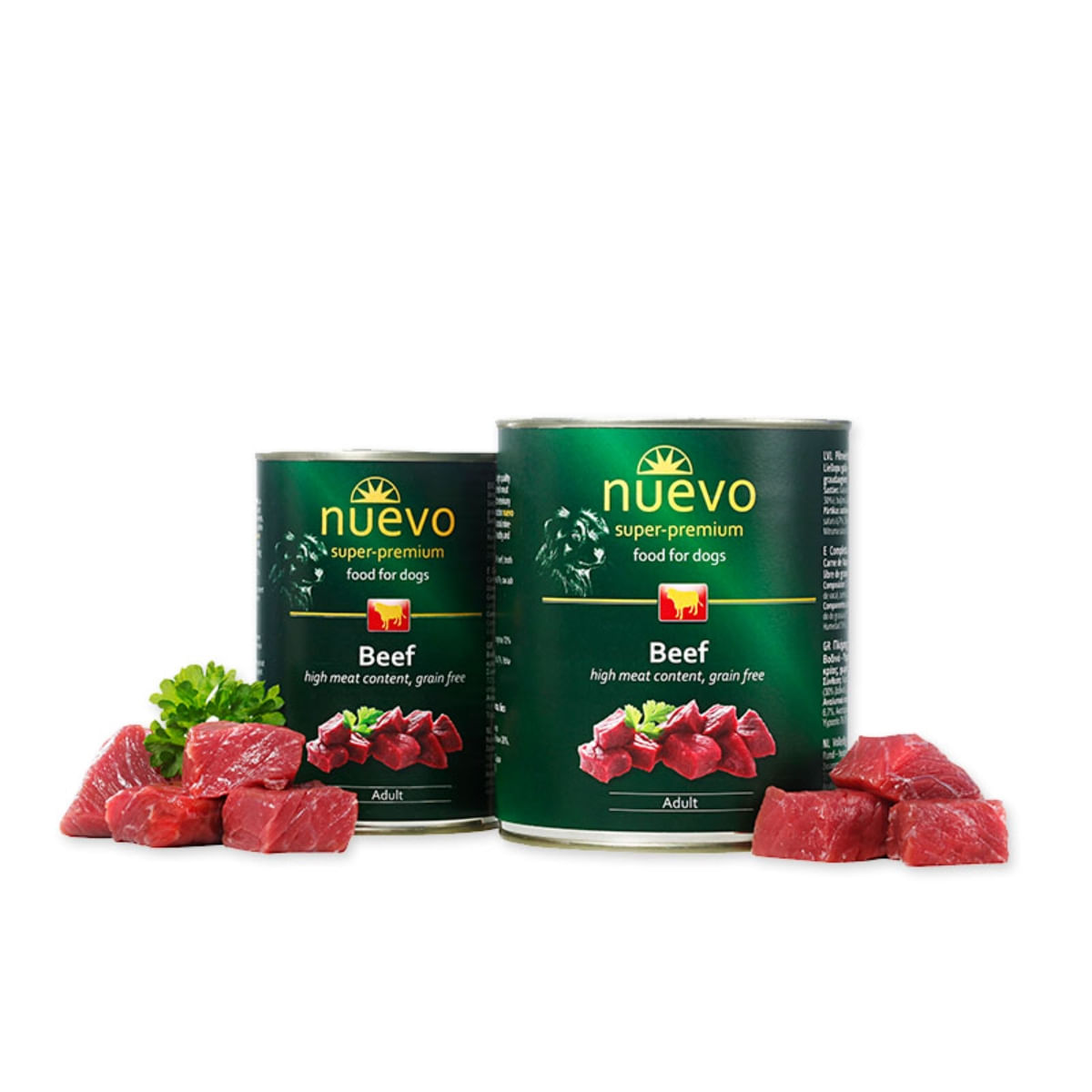 NUEVO, XS-XL, Vită, conservă hrană umedă fără cereale câini, (pate), 400g