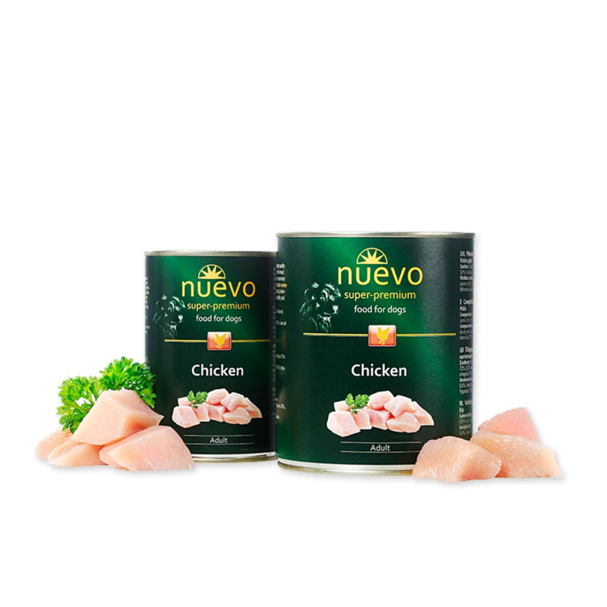 NUEVO, XS-XL, Pui, conservă hrană umedă fără cereale câini, (pate), 400g