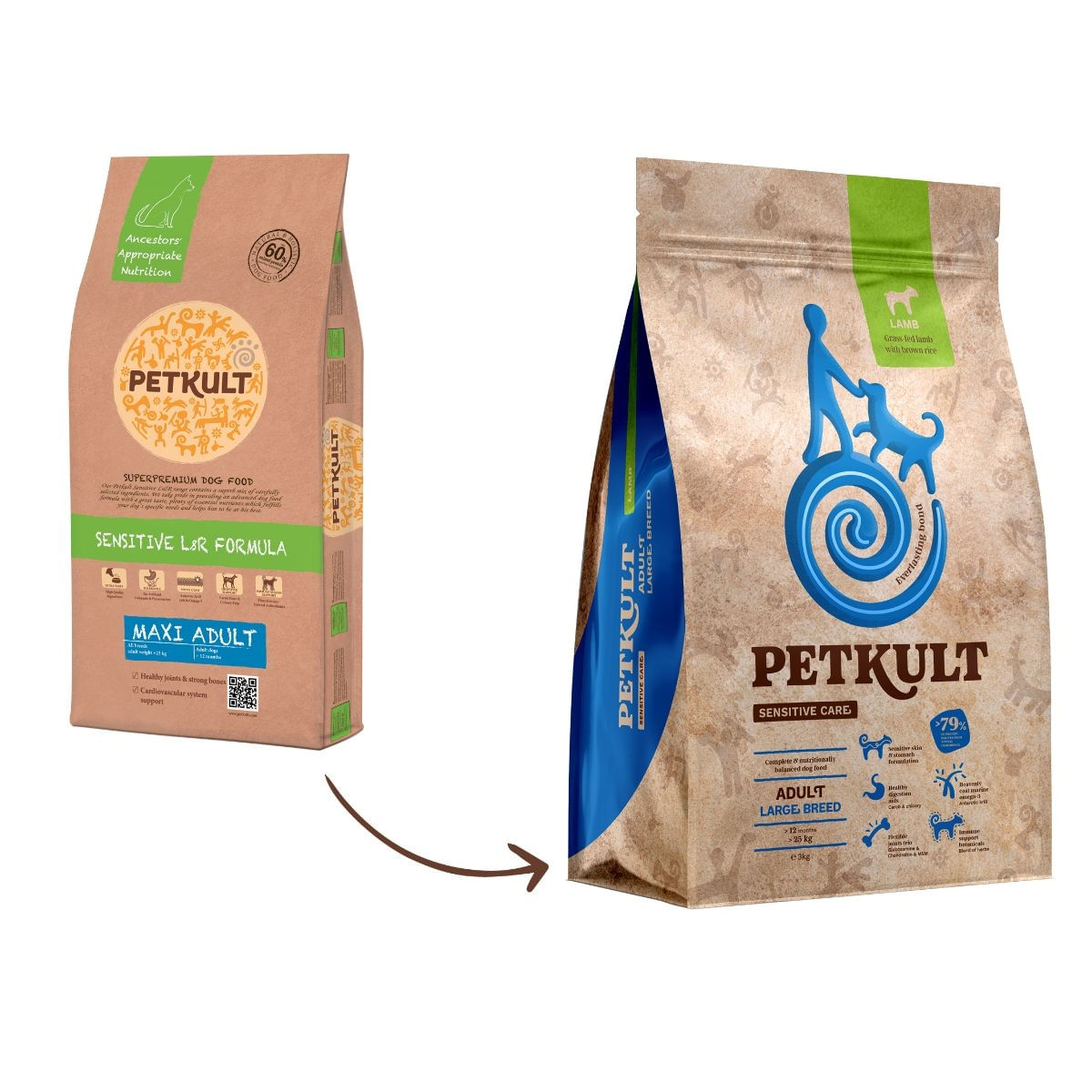 PETKULT Sensitive Care Adult Large Breed, L-XL, Miel și orez brun, hrană uscată câini, alergii, 3kg