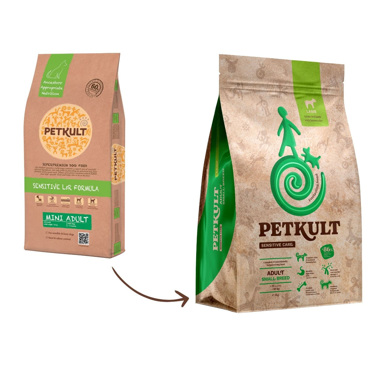 PETKULT Sensitive Care Adult Small Breed, XS-S, Miel și orez brun, hrană uscată câini, alergii, 3kg