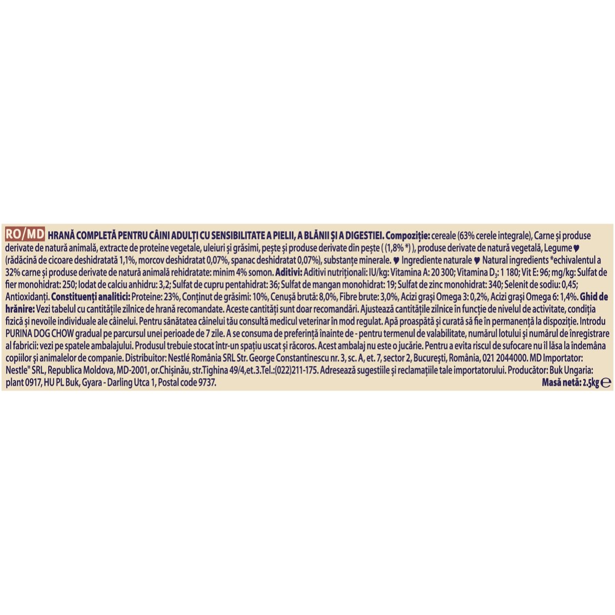 PURINA Dog Chow Adult Sensitive, Somon, hrană uscată câini, sensibilități digestive, 2.5kg