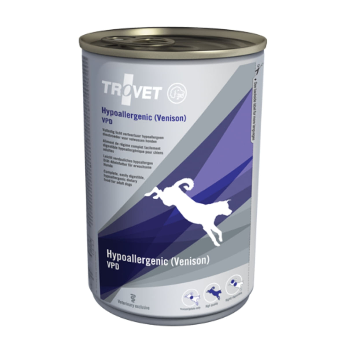 TROVET Dog Hypoallergenic VPD, Căprioară, dietă veterinară câini, conservă hrană umedă, afecțiuni digestive și dermatologice, (pate), 400g