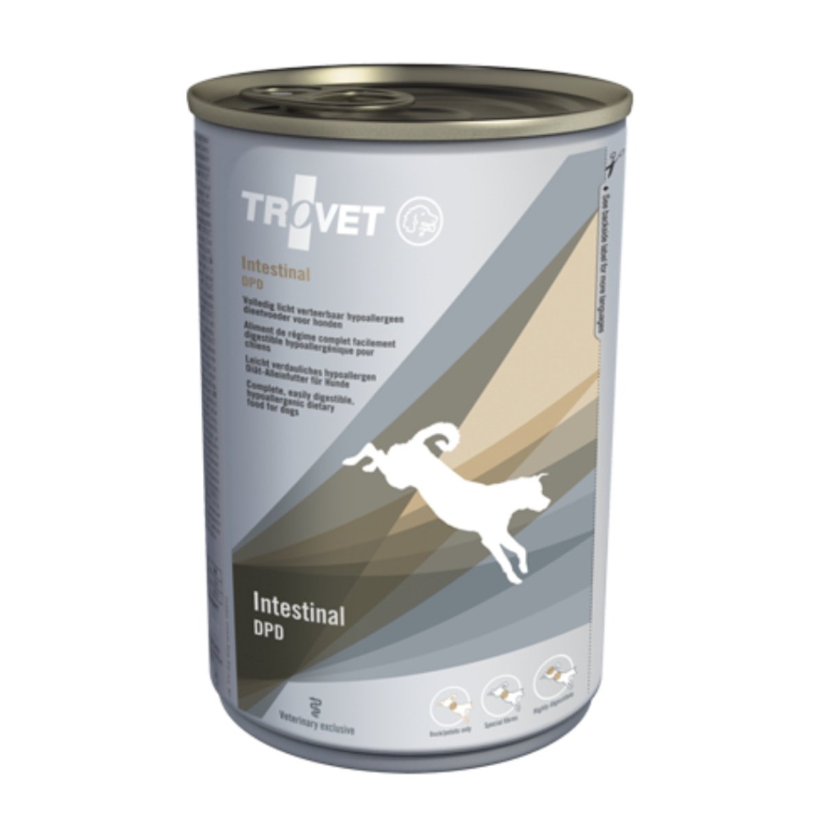 TROVET Dog Intestinal DPD, Rață, dietă veterinară câini, conservă hrană umedă, afecțiuni intestinale, (pate), 400g