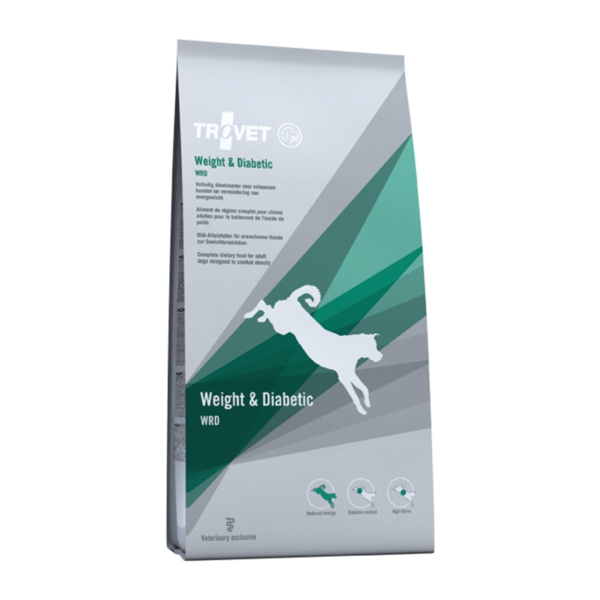 TROVET Dog Weight & Diabetic WRD, dietă veterinară câini, hrană uscată, afecțiuni metabolice (obezitate și diabet), 3 kg