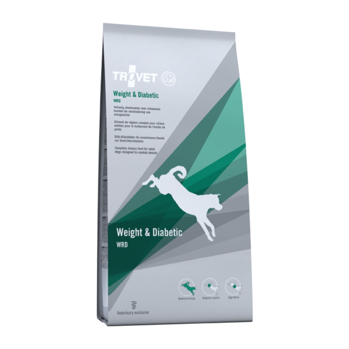 TROVET Dog Weight & Diabetic WRD, dietă veterinară câini, hrană uscată, afecțiuni metabolice (obezitate și diabet), 12.5 kg - 1 | YEO