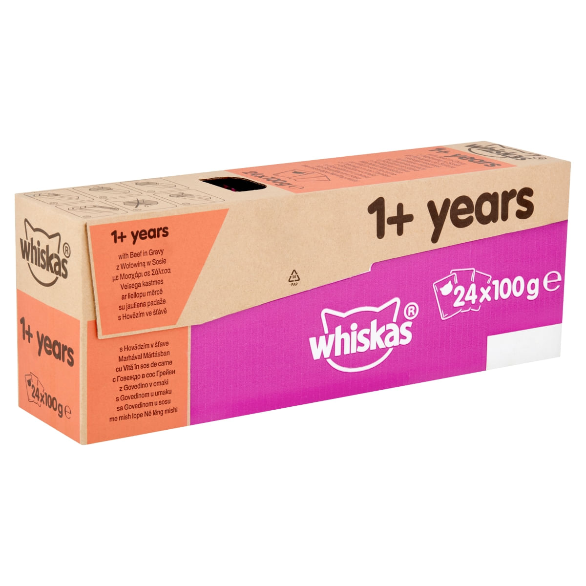 WHISKAS Adult, Vită, hrană umedă pisici, (în sos) WHISKAS Adult, Vită, plic hrană umedă pisici, (în sos), 100g - 2 | YEO