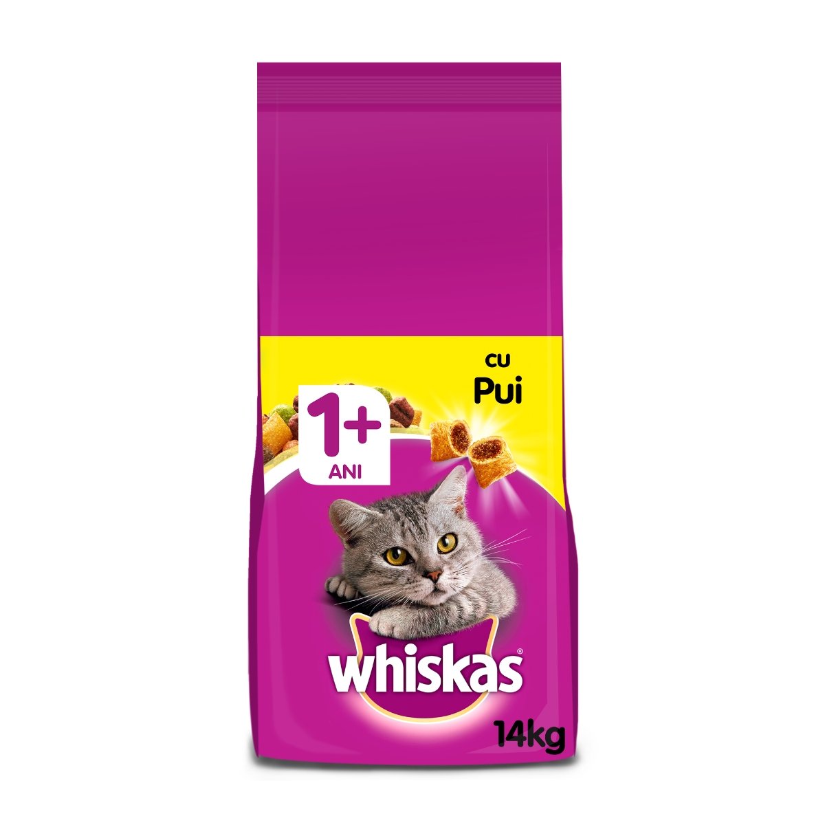 WHISKAS Adult, Pui, hrană uscată pisici, 14kg