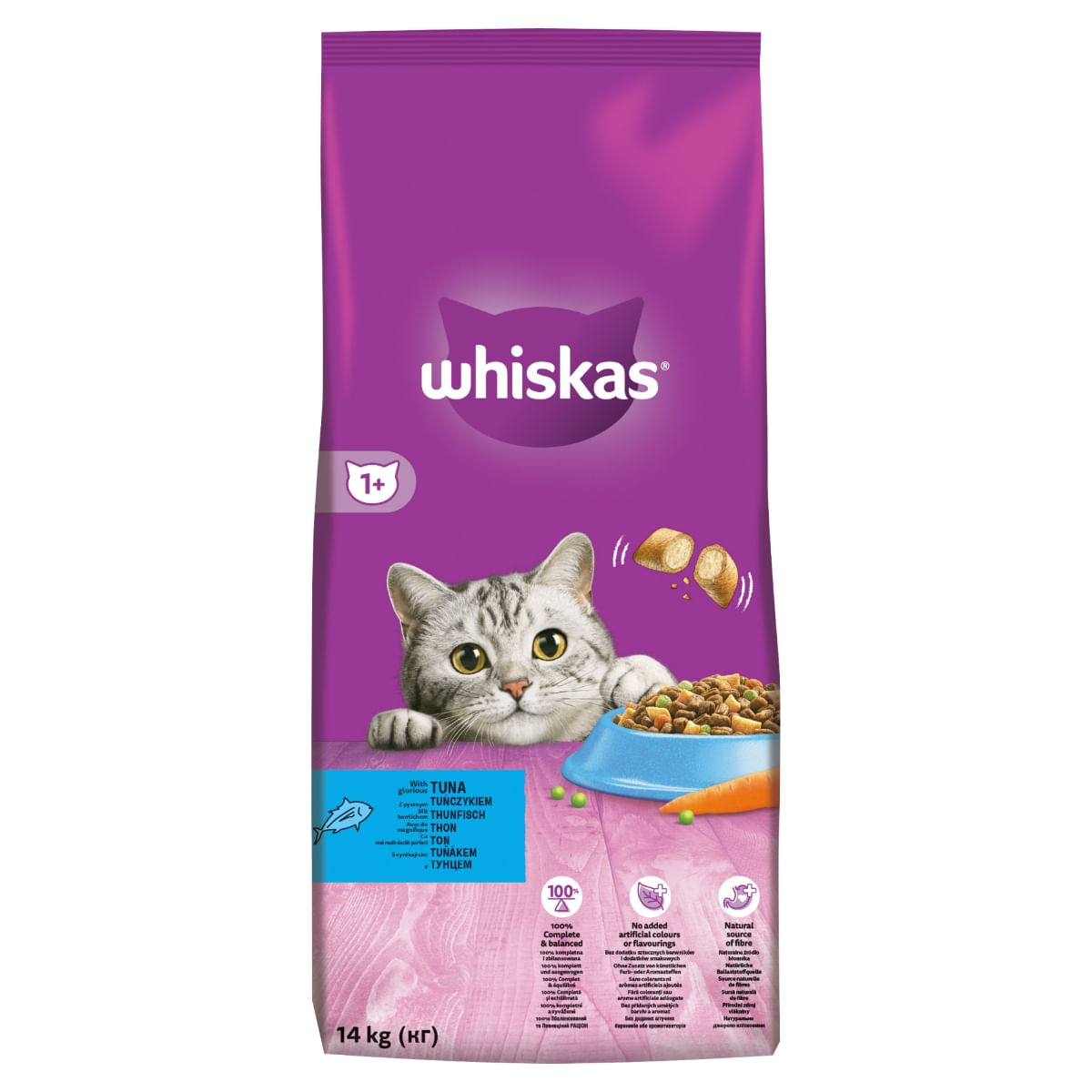 WHISKAS Adult, Ton, hrană uscată pisici, 14kg