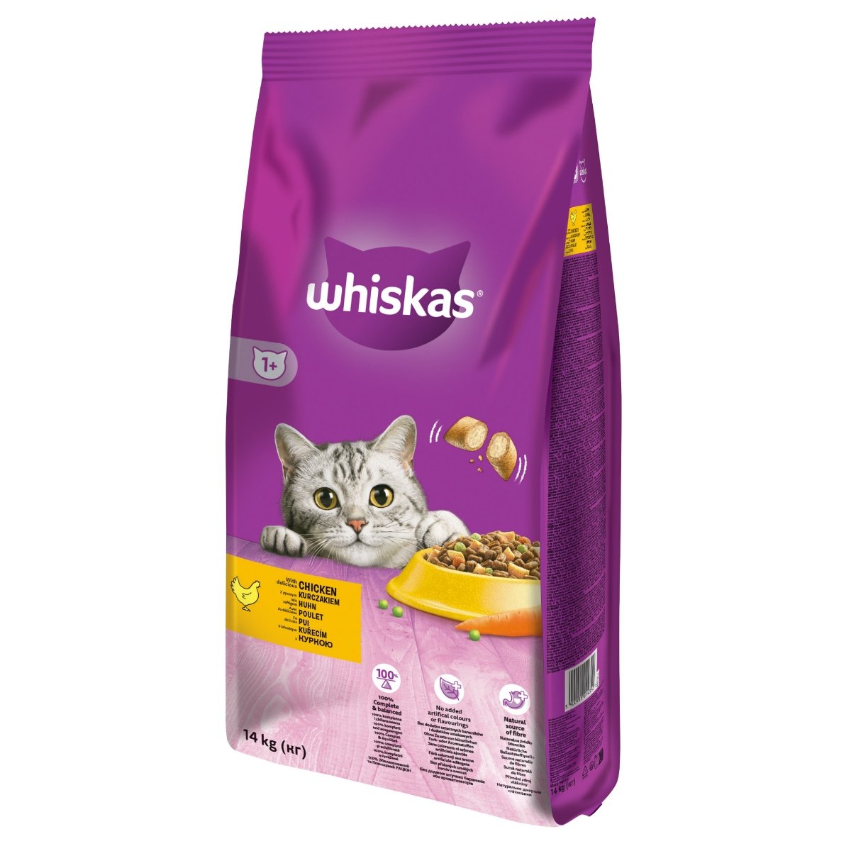 WHISKAS Adult, Pui, hrană uscată pisici, 14kg