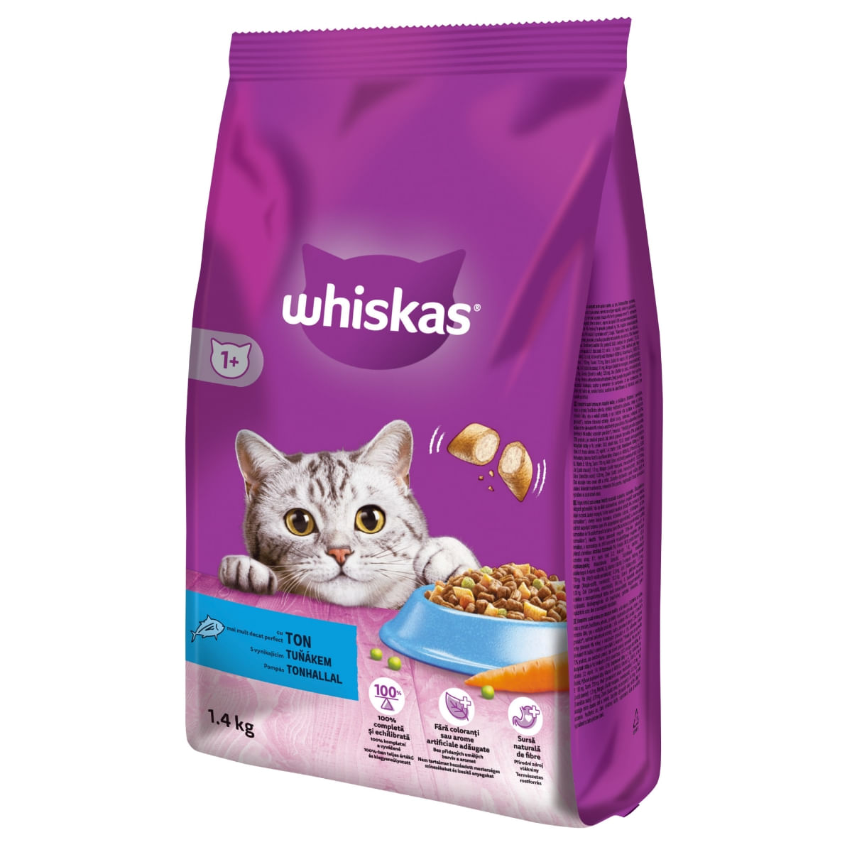 WHISKAS Adult, Ton, hrană uscată pisici, 1.4kg