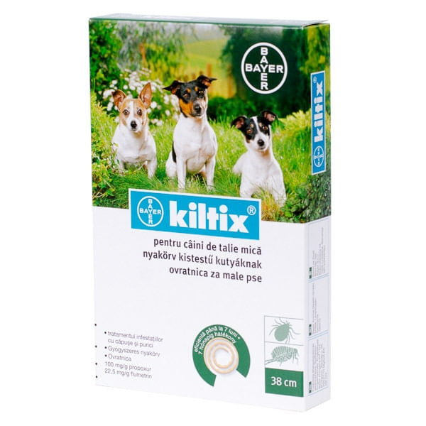 Kiltix Zgarda Antiparazitara Kiltix, deparazitare externă câini, zgardă, XS - S, 38 cm, maro, 1buc - 1 | YEO