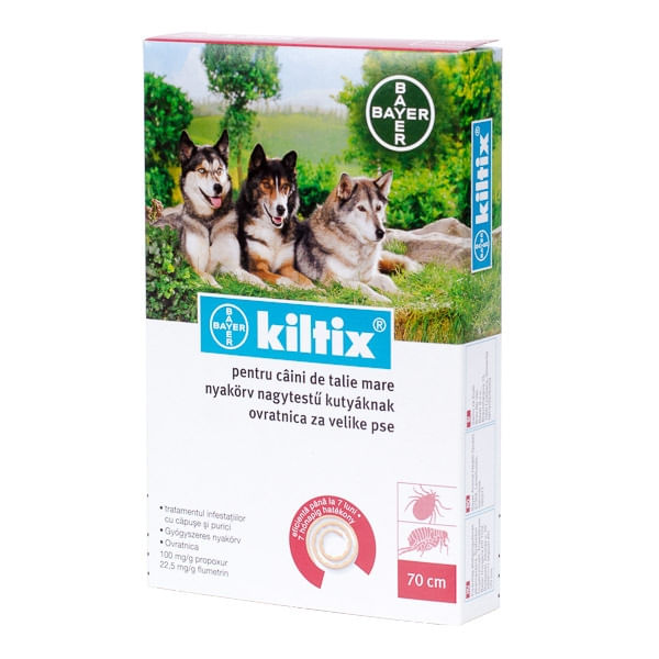 Kiltix Zgarda Antiparazitara Kiltix, deparazitare externă câini, zgardă, L - XL, 70 cm, maro, 1buc - 1 | YEO