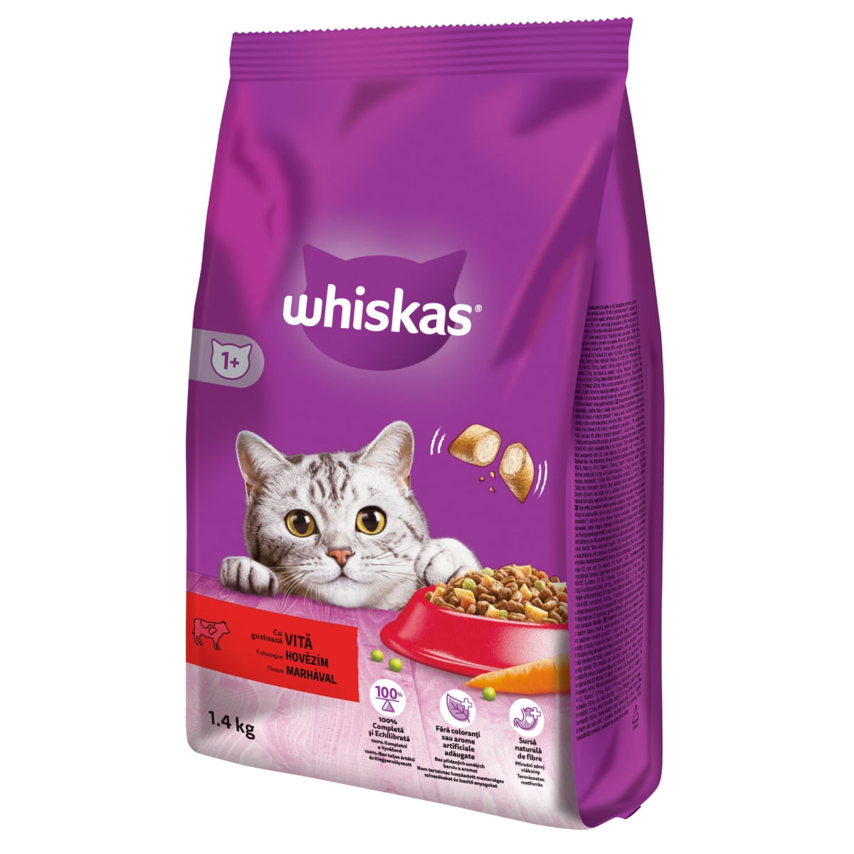 WHISKAS Adult, Vită, hrană uscată pisici, 1.4kg - 2 | YEO