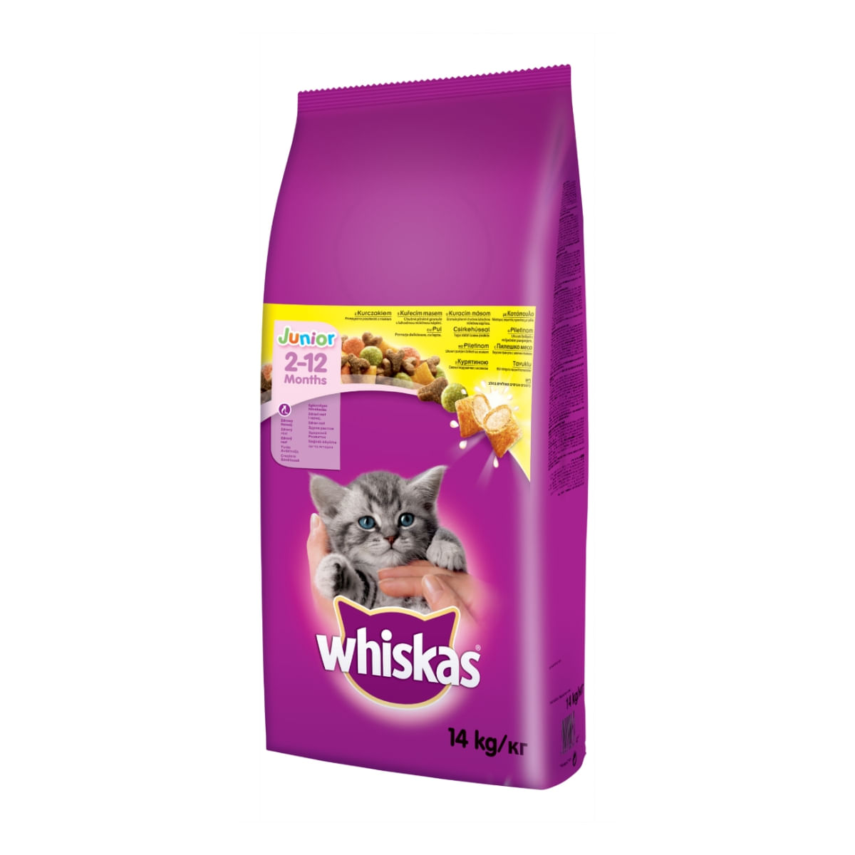 WHISKAS Junior, Pui, hrană uscată pisici junior, 14kg