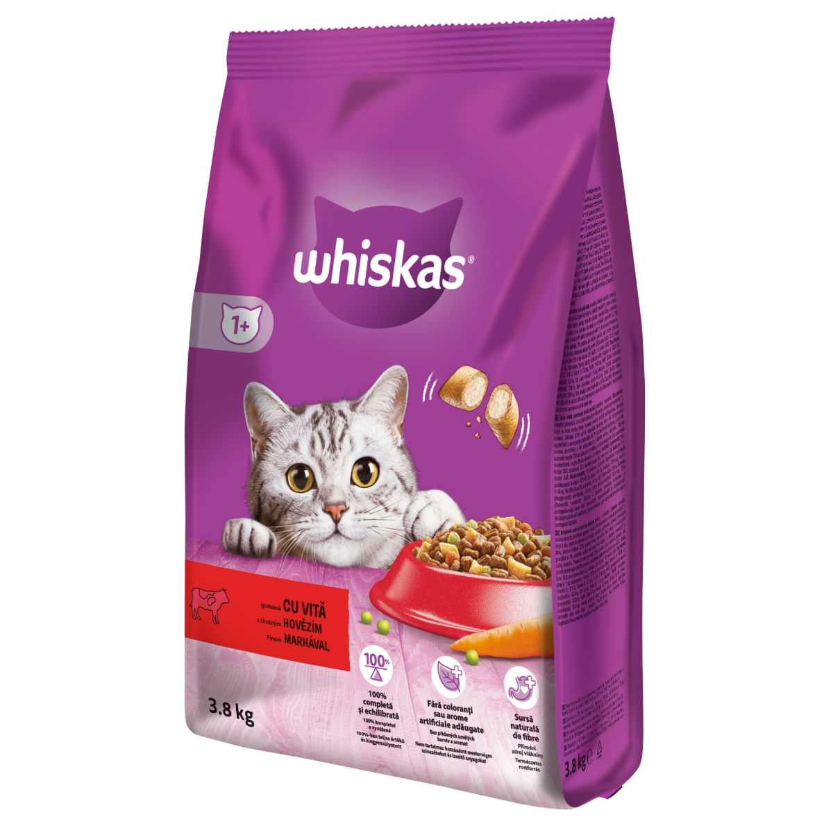 WHISKAS Adult, Vită, hrană uscată pisici, 3.8kg - 3 | YEO