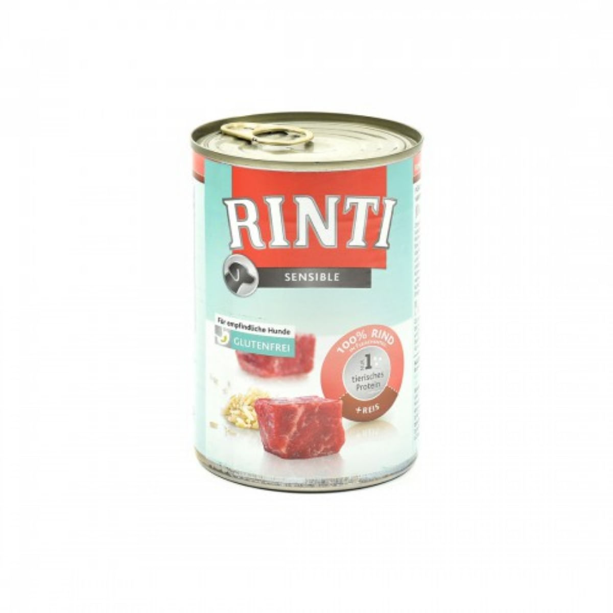 RINTI Sensible, XS-XL, Vită și Orez, conservă hrană umedă monoproteică câini, alergii, (în suc propriu), 400g - 1 | YEO