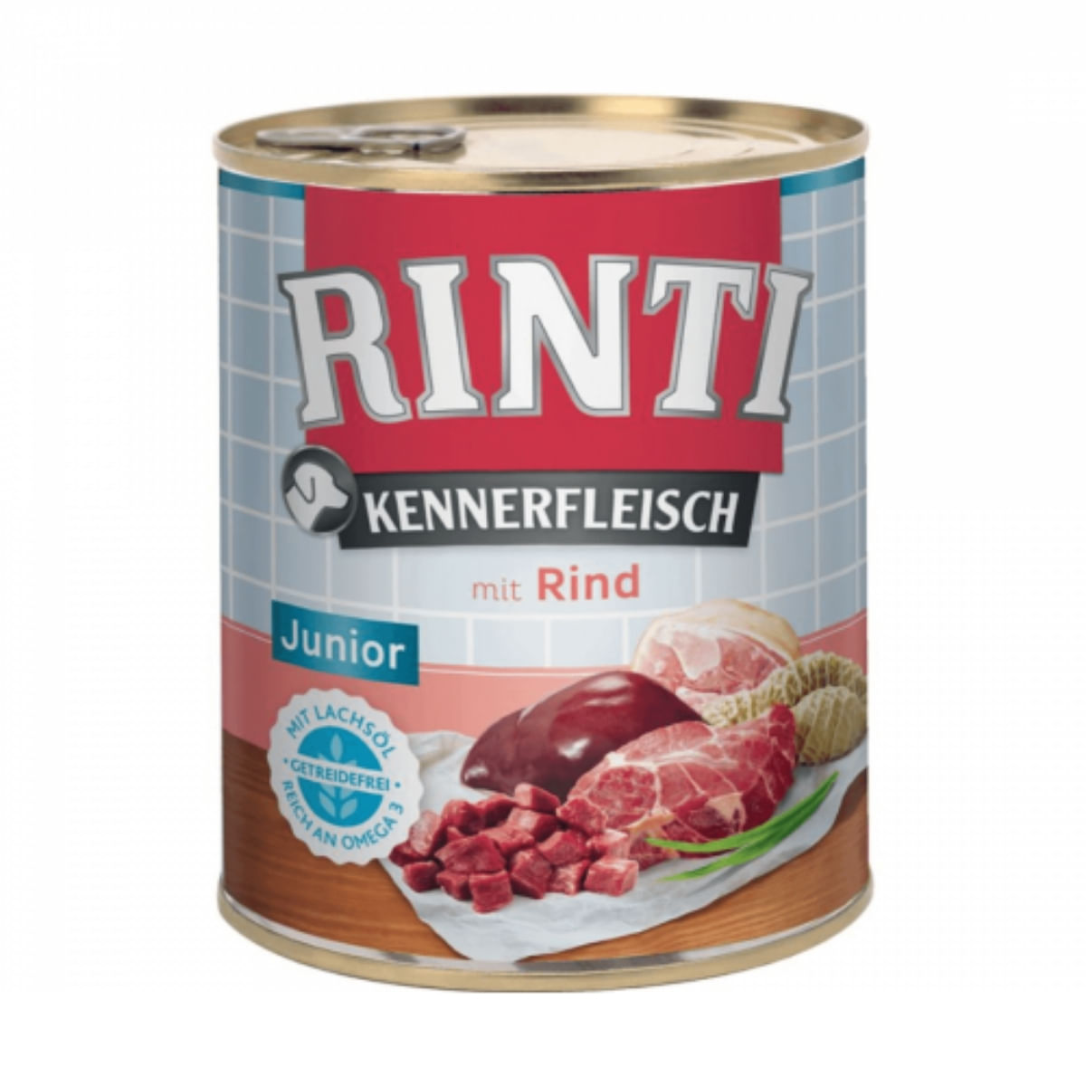 RINTI Junior, XS-XL, Vită, conservă hrană umedă fără cereale câini junior, (în suc propriu), 800g - 1 | YEO