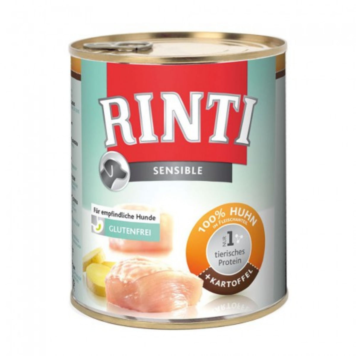 RINTI Sensible, XS-XL, Pui și Cartofi, conservă hrană umedă monoproteică fără cereale câini, (în suc propriu), 800g - 1 | YEO