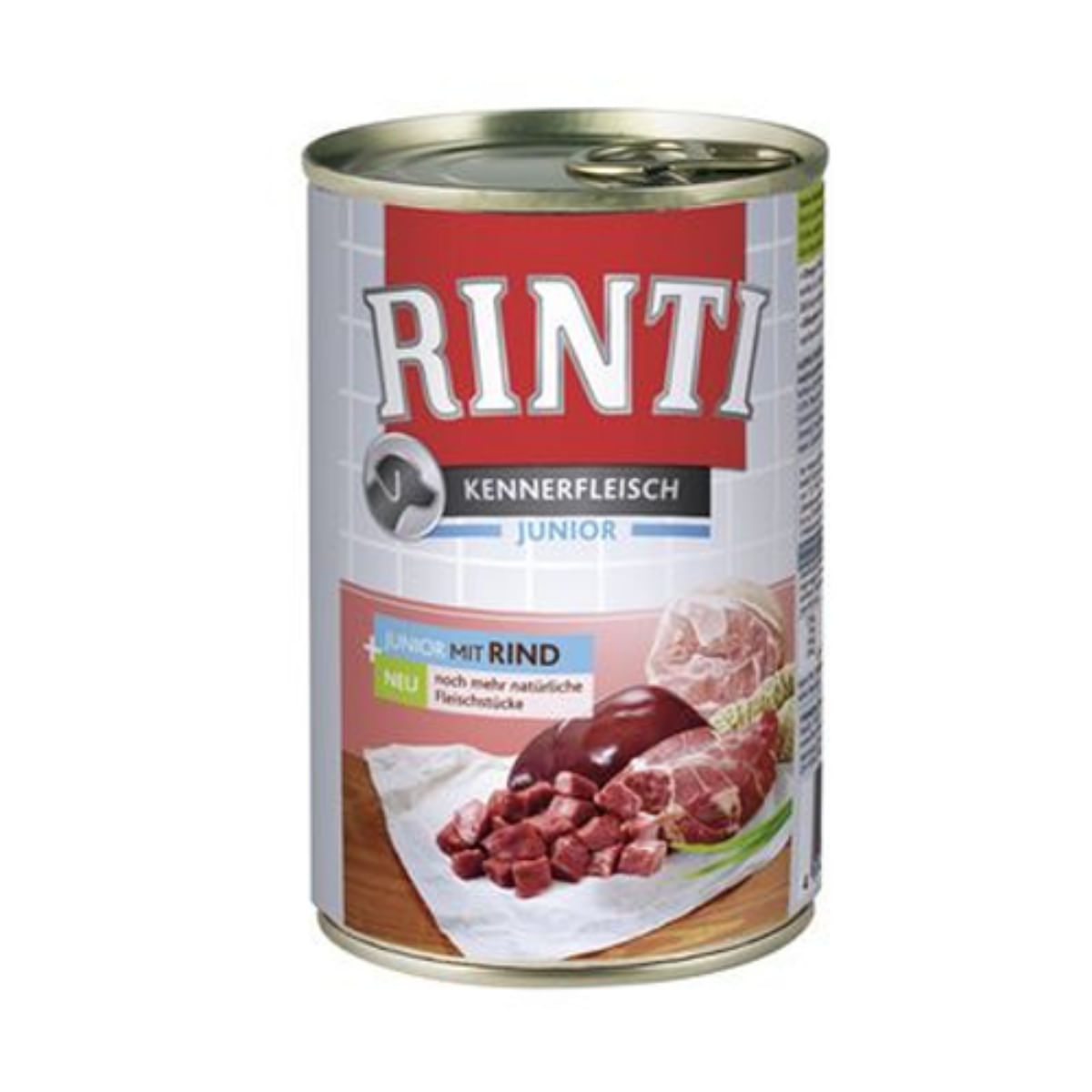 RINTI Junior, XS-XL, Vită, conservă hrană umedă fără cereale câini junior, (în suc propriu), 400g - 1 | YEO