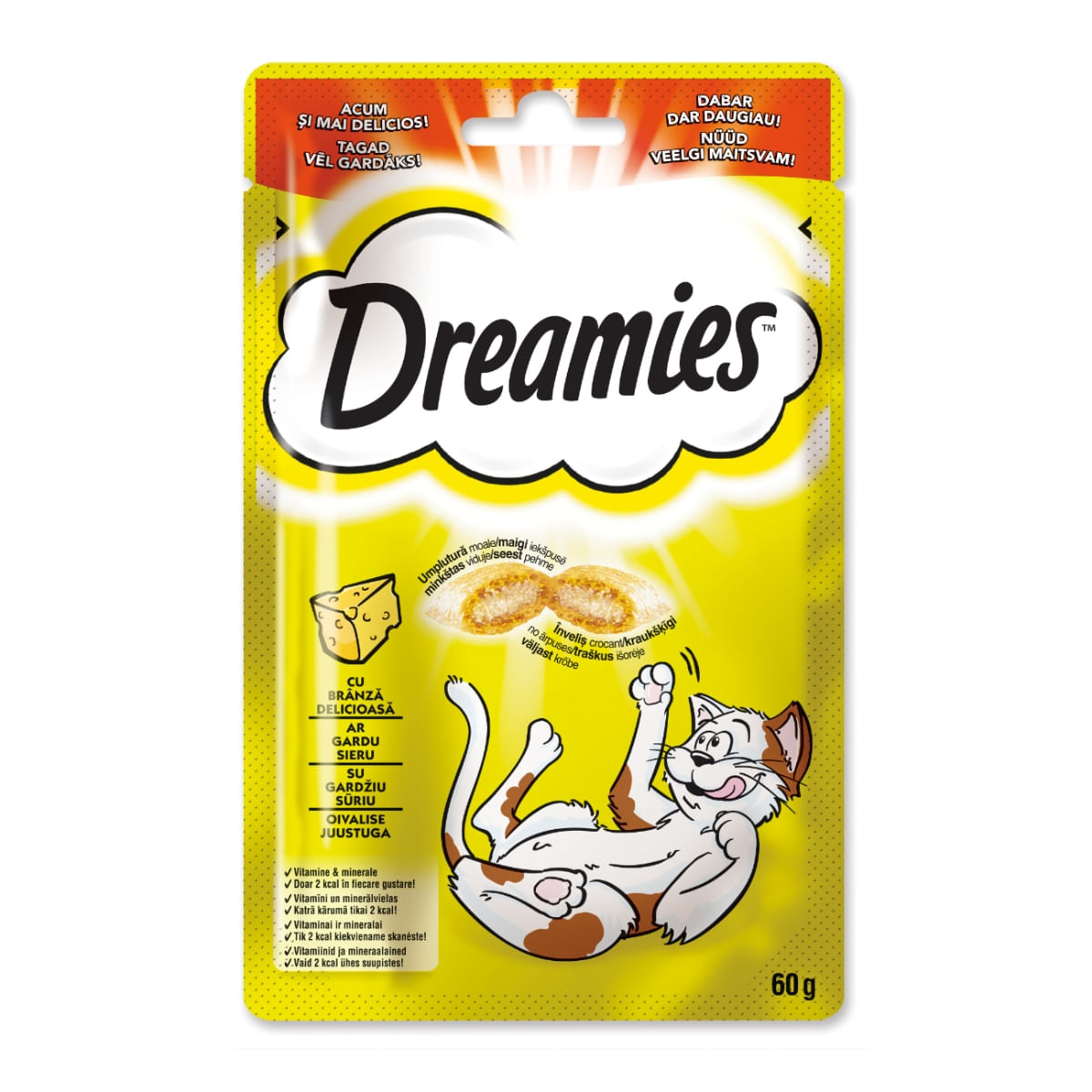 DREAMIES, Brânză, punguță recompense pisici, 60g