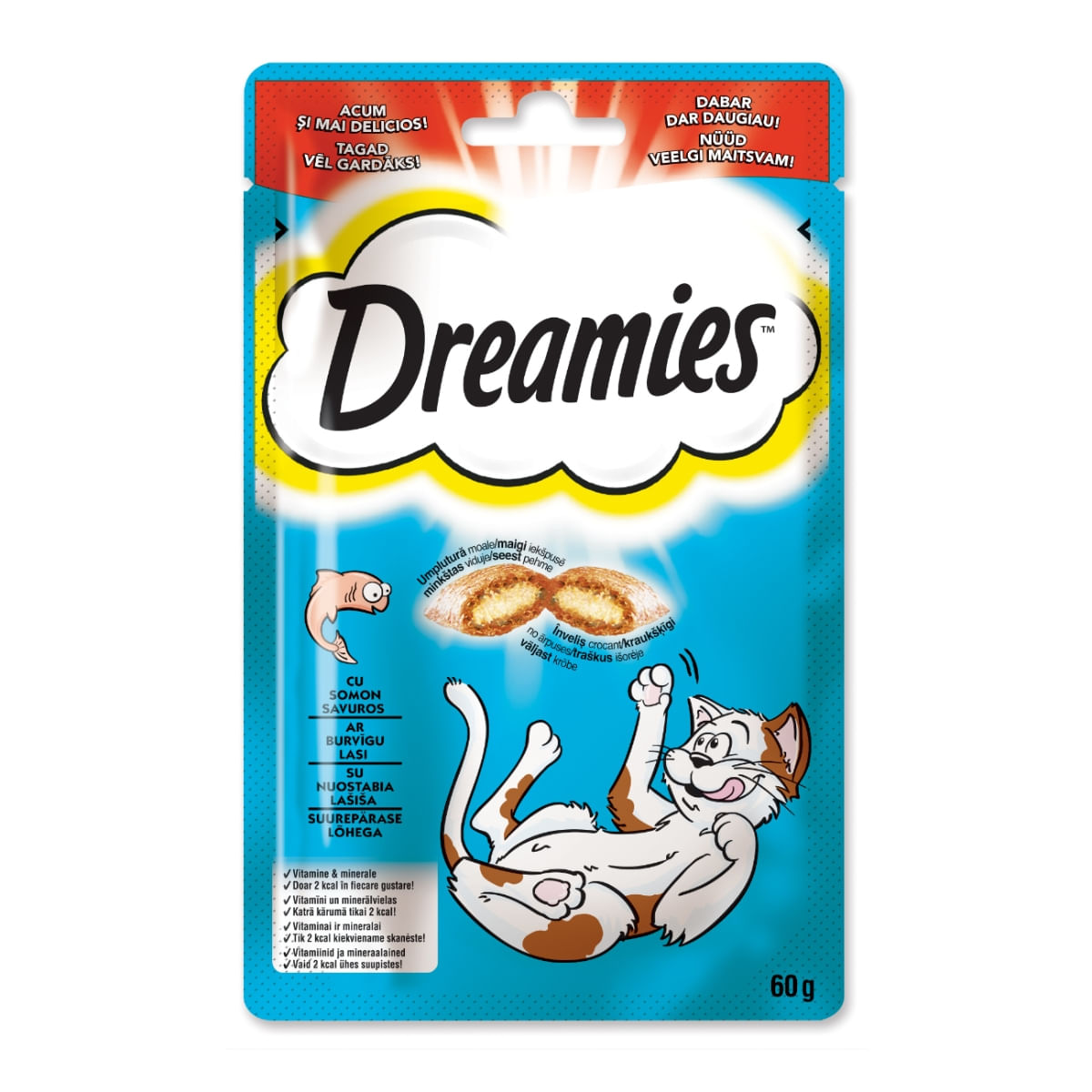 DREAMIES, Somon, punguță recompense pisici, 60g