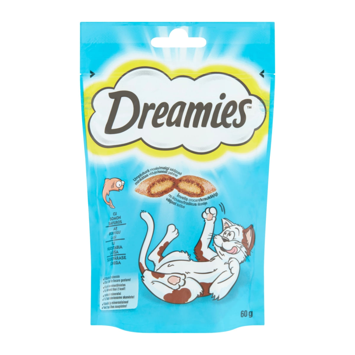 DREAMIES, Somon, punguță recompense pisici, 60g