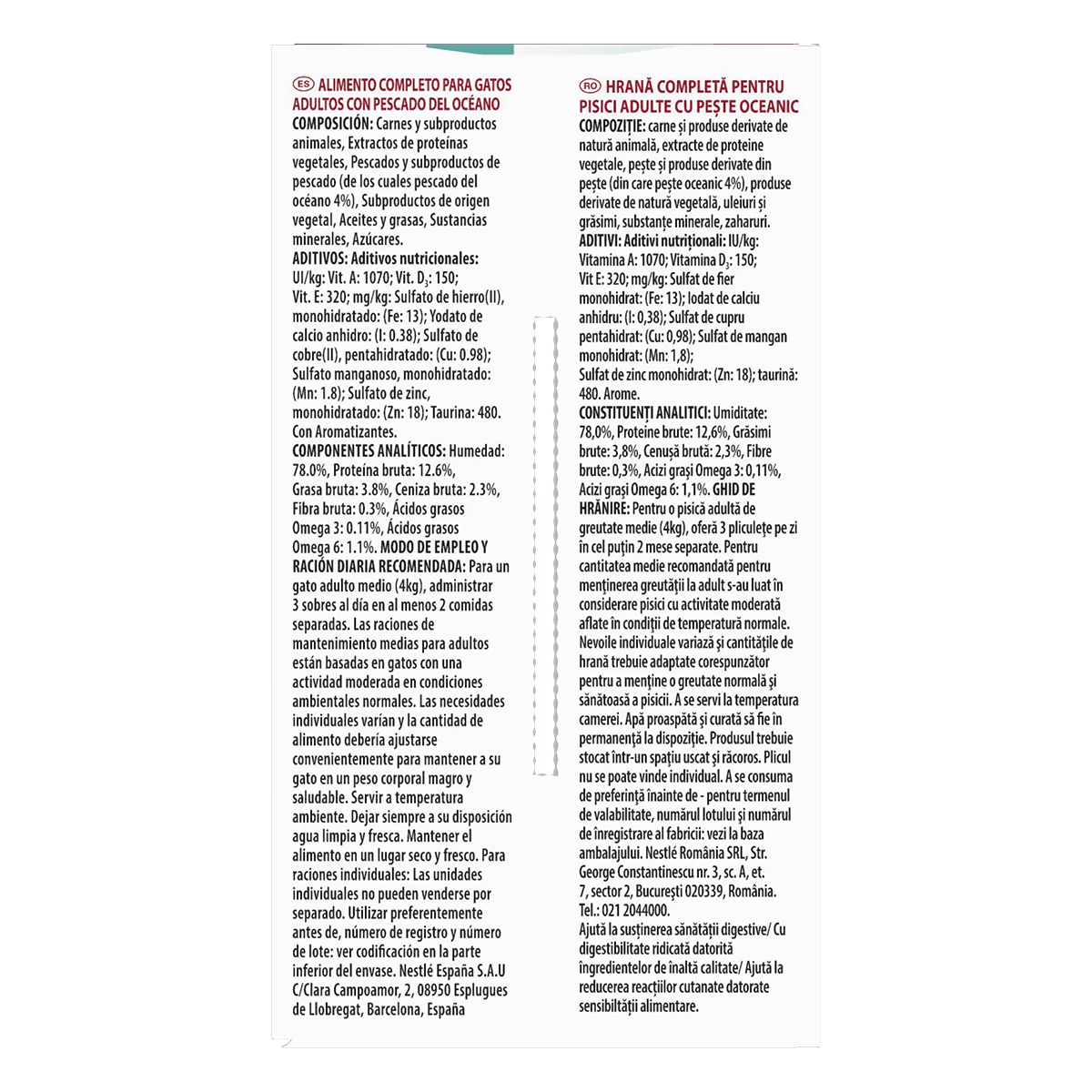 PURINA Pro Plan Delicate Nutrisavour, Pește oceanic, hrană umedă pisici, sensibilități digestive, (în sos) PURINA Pro Plan Delicate Nutrisavour, Pește oceanic, pachet economic plic hrană umedă pisici, sensibilități digestive, (în sos), 85g x 10