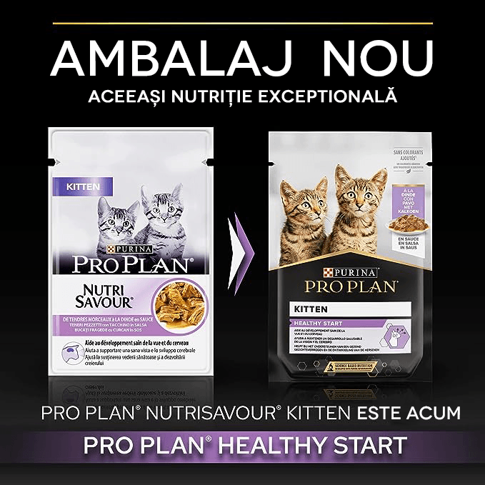 PURINA Pro Plan Nutrisavour Junior, Curcan, hrană umedă pisici junior, (în sos) PURINA Pro Plan Nutrisavour Junior, Curcan, plic hrană umedă pisici junior, (în sos), 85g - 1 | YEO