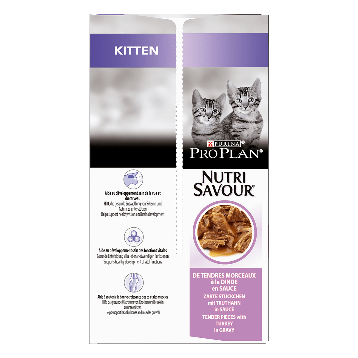 PURINA Pro Plan Nutrisavour Junior, Curcan, hrană umedă pisici junior, (în sos) PURINA Pro Plan Nutrisavour Junior, Curcan, pachet economic plic hrană umedă pisici junior, (în sos), 85g x 10