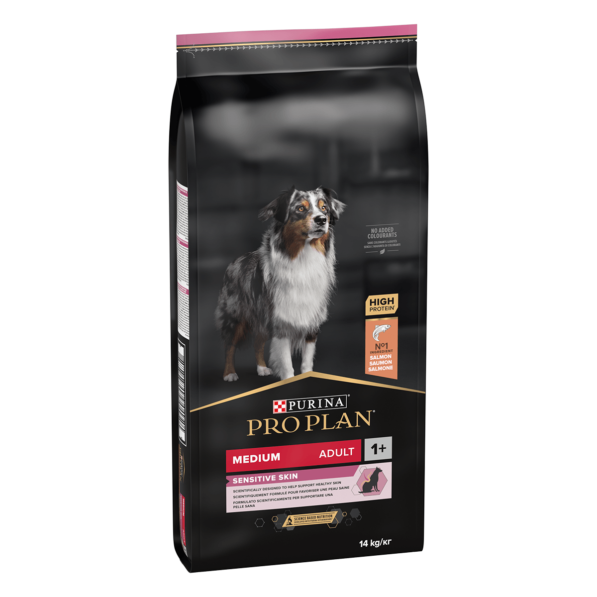 PURINA Pro Plan Sensitive Skin Adult M, Somon, hrană uscată câini, piele și blană, 14kg